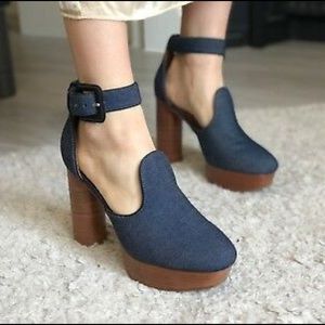 Mint condition denim platform heels